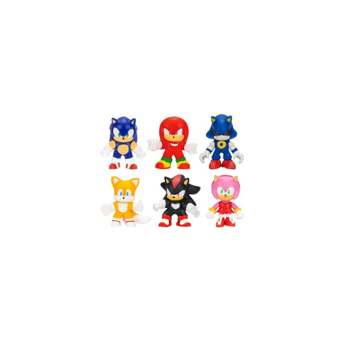 Set of six Sonic the Hedgehog mini collectible action figures on white background