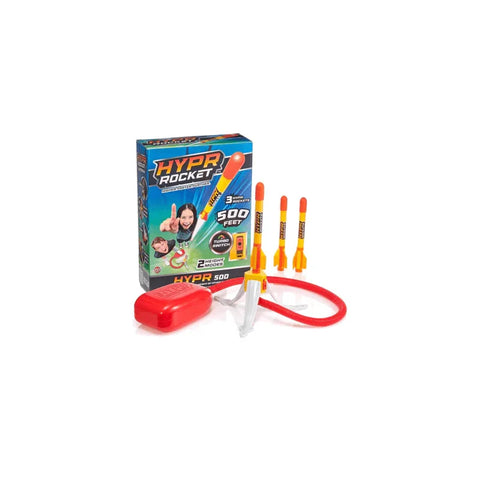 Hypr Rocket toy rocket launcher set with three foam rockets and pump on white background