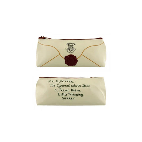 Envelope-style pencil case with Hogwarts crest and Harry Potter letter details, collectible accessory.