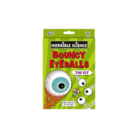 Horrible Science Bouncy Eyeballs kit packaging, green box with cartoon eyeballs, science toy