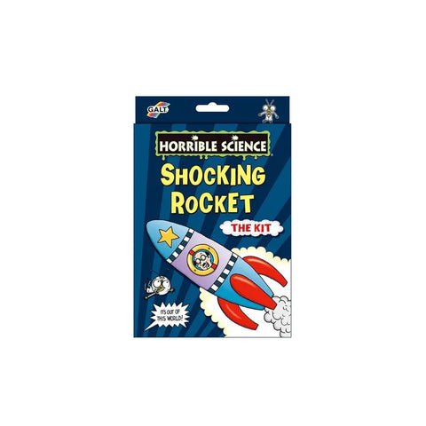 Horrible Science Shocking Rocket science kit box with cartoon rocket design