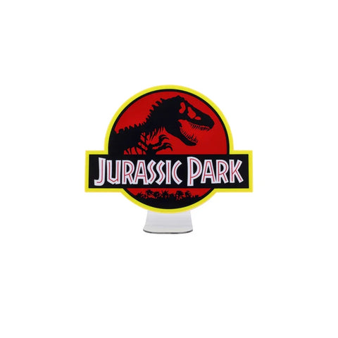 Jurassic Park logo light with red background and dinosaur silhouette, collectible decor