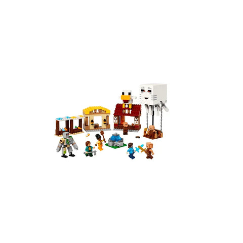 LEGO Minecraft village attack set with figures, animal builds, balloon and ghast creature