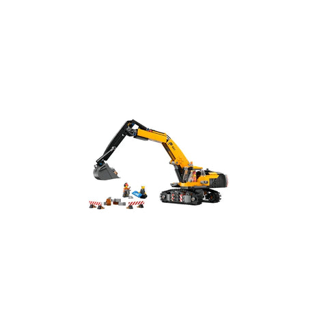 Lego construction excavator toy set with workers and building accessories