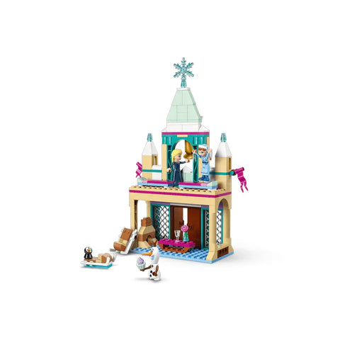 Frozen castle building toy set with mini figures and snowy accessories for kids