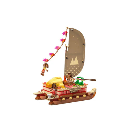 Lego Disney Moana adventure canoe playset with sail, Moana figure, and animal figurines