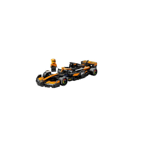 Lego Speed Champions orange race car toy set with driver minifigure
