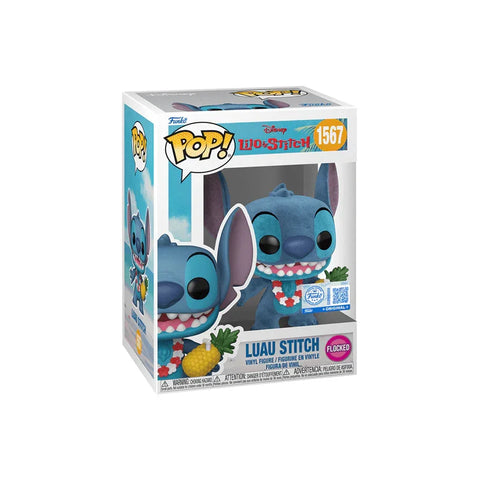 Funko Pop Luau Stitch flocked vinyl figure collectible toy in display box