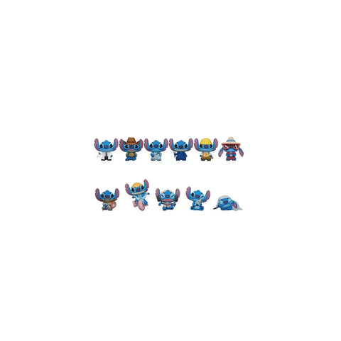 Stitch Funko Pop figures in various outfits, collectible toys for fans and collectors