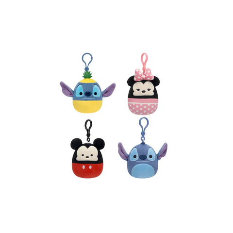 Set of four Disney character Squishmallow plush keychains with Easter designs