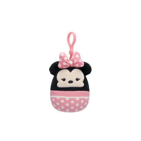 Plush Minnie Mouse keychain with pink polka dot bow and Easter egg design