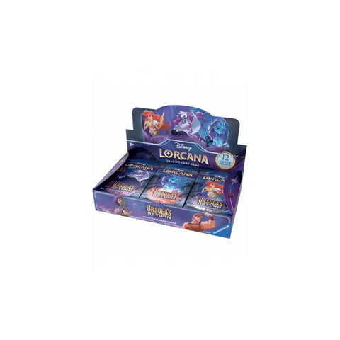 Lorcana Ursula's Return booster box with Disney trading card packs and character art