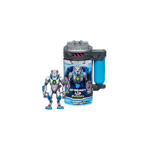 Metallic panther action figure toy with mutation chamber science lab playset