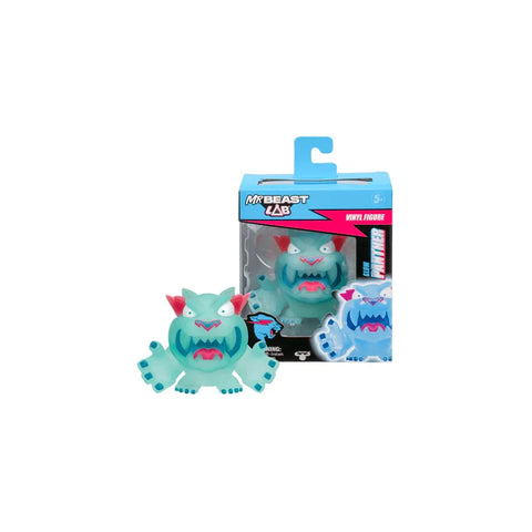 Glow Panther blue vinyl collectible toy figure with box, monster design, for kids.