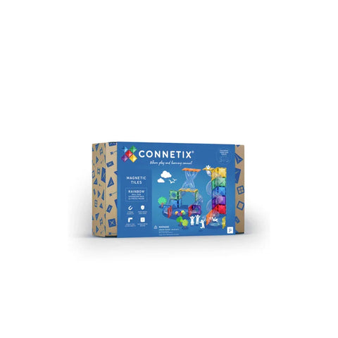 Connetix Magnetic Tiles Rainbow Ball Run Expansion Pack 66pc toy box front view
