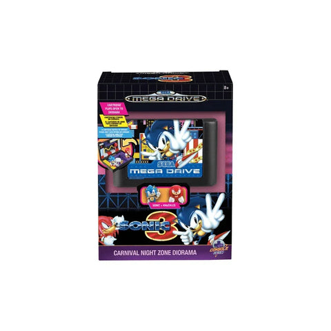 Sega Mega Drive Carnival Night Zone diorama toy box featuring Sonic and Knuckles artwork.