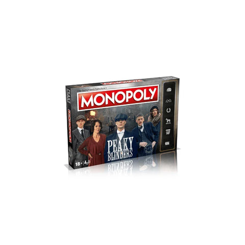 Monopoly Peaky Blinders Edition board game box featuring characters from the TV series.