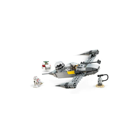 Space fighter LEGO set with droid and green alien minifigures, collectible toy model