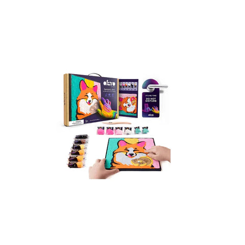 Sensory art paint by numbers kit with clay, fox design, art supplies and hands crafting