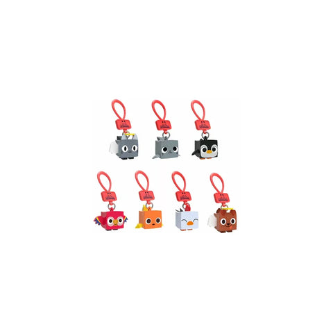 Pet Simulator 3 blind bag collectible clips, assorted animal toys with red keychain tops