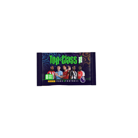 Panini Premier League Top Class 2025 soccer trading card pack featuring football players