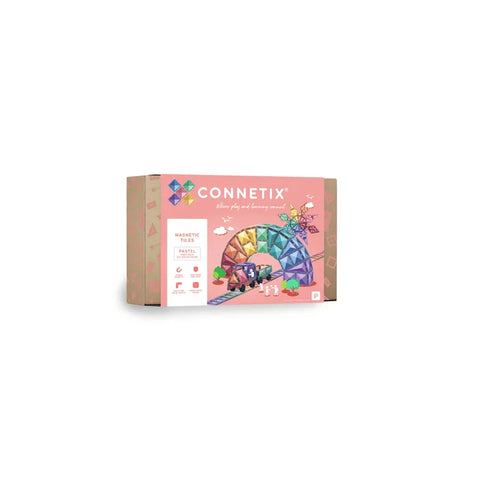 Connetix 202-piece pastel magnetic tiles set box, kids building toy construction kit