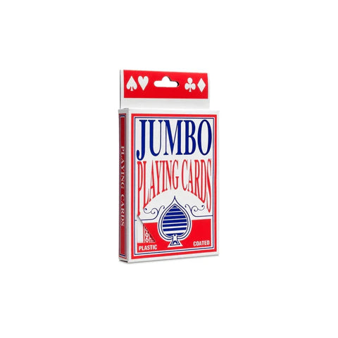 Jumbo playing cards deck in red and blue box, plastic coated, gaming accessory