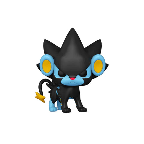 Luxray Pokémon Funko Pop vinyl figure with blue, black, and yellow details on white background