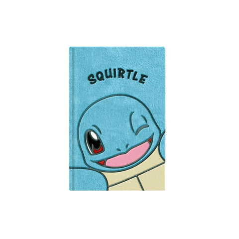 Squirtle plush A5 notebook with blue textured cover and winking Pokemon character design.
