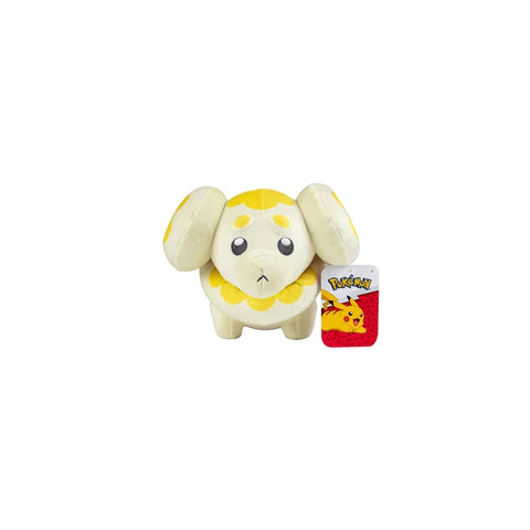 Yellow and cream Pokémon dog plush toy with tag, collectible 8-inch stuffed animal
