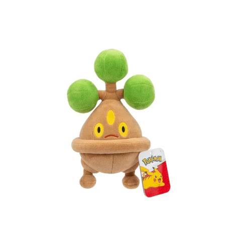 8 inch Bonsly Pokémon plush toy with green leaves and official Pokémon tag