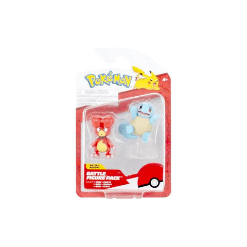 Pokemon battle figure pack with Squirtle and red bear character toys in packaging