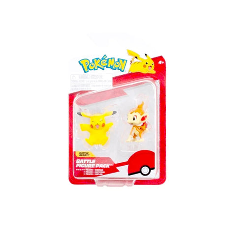 Pokemon figure pack with Pikachu and Chimchar collectible toys in blister packaging