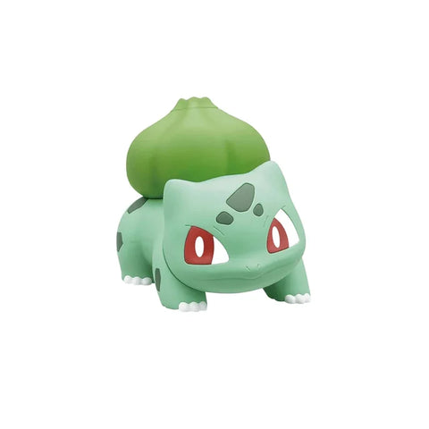 Bulbasaur model kit toy figure, Pokémon collectible, green with red eyes on white background