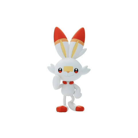 Scorbunny model kit figure with white body, orange ears and feet, collectible toy