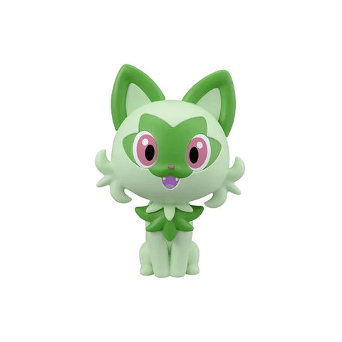 Sprigatito model kit figure, green and cream Pokémon toy collectible on white background