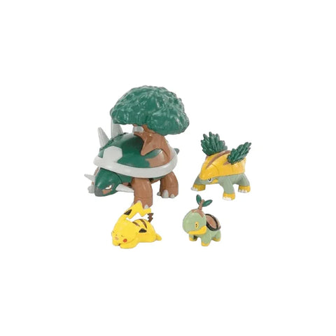 Pokemon model kit figures of Torterra and evolutions, collectible toy set on white background