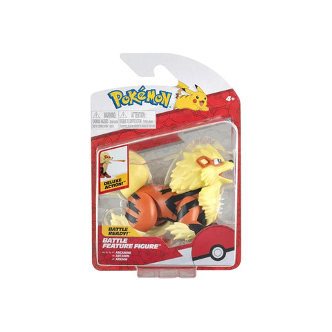 Pokemon Arcanine battle feature action figure in retail packaging, collectible toy