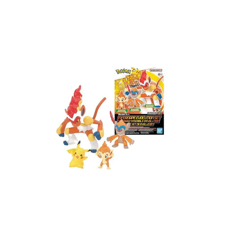 Pokemon Infernape Evolution Model Kit with figures and packaging, collectible toy set
