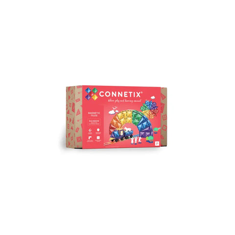 Connetix Rainbow Mega Pack 212-piece magnetic tiles toy set in colorful box.