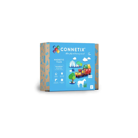 Connetix Rainbow Motion magnetic tiles 24-piece pack box for kids.