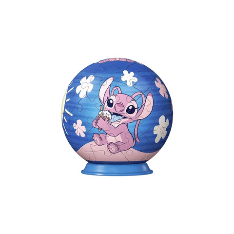 Stitch 3D puzzle ball with ice cream, blue floral design, kids toy