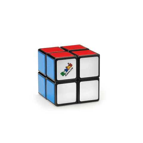 2x2 Rubik's Cube puzzle with red, blue, and white stickers on a white background
