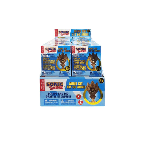 Sonic the Hedgehog dig kit display box with gold Super Sonic figure for kids ages 3 and up
