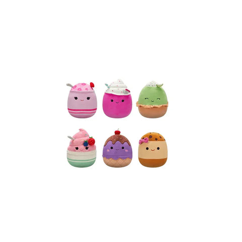 Assorted cute dessert-themed plush toys with smiling faces, perfect for kids and collectors.