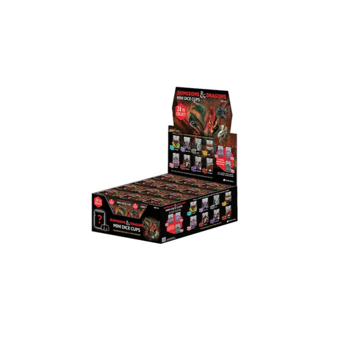Dungeons & Dragons mini dice cups collectible display box with fantasy artwork