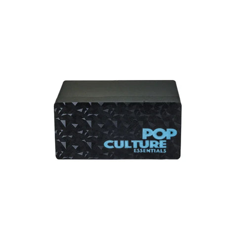 Pop Culture Essentials trivia game box with geometric black pattern