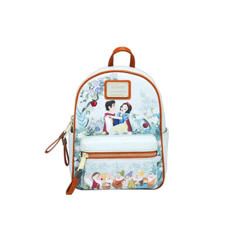 Mini backpack featuring Snow White and dwarfs with floral print, collectibles accessory