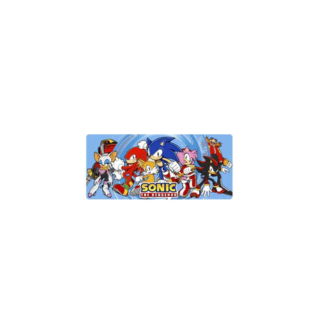 Sonic the Hedgehog gaming mat featuring colorful Sonic characters on blue background