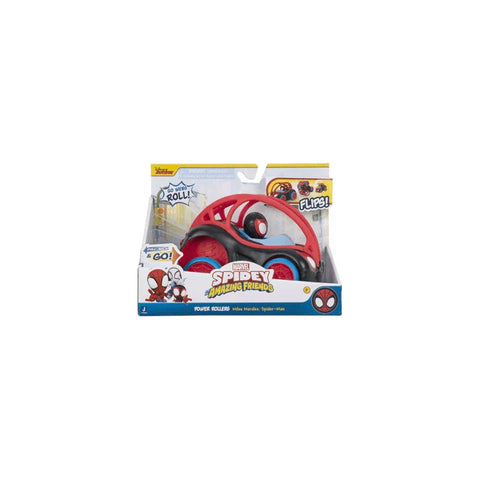 Spidey and Friends Power Rollers toy car in packaging, superhero vehicle for kids
